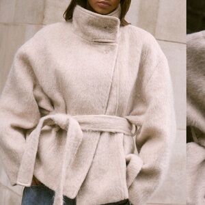 PrettyLittleThing Cream Belted Jacket